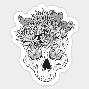 Skull Black White Art Sticker